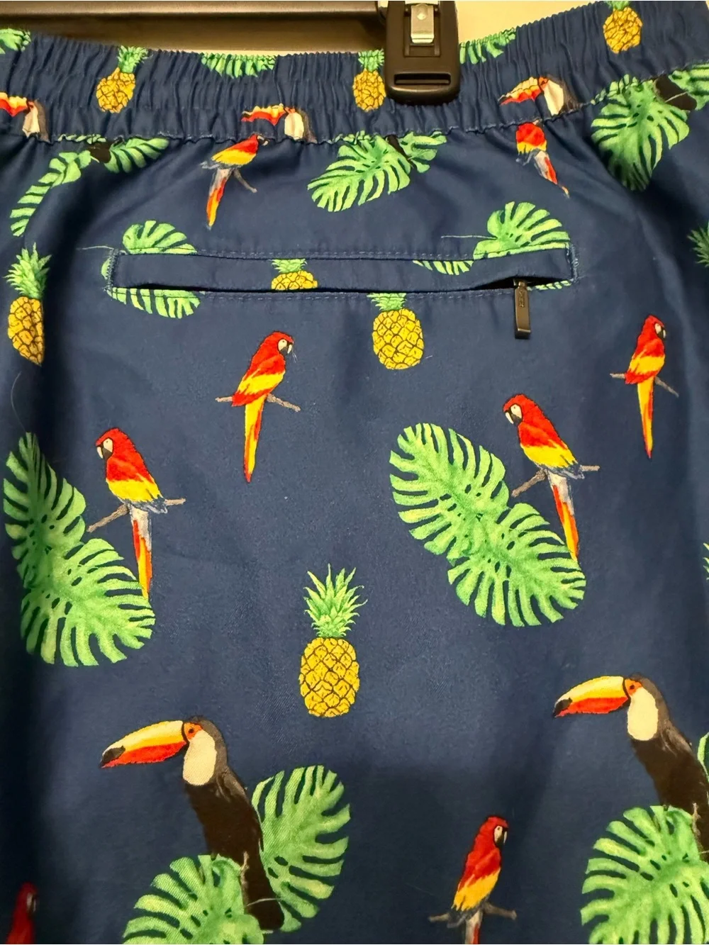 Caribbean XL Tropical Swim Trunks NWT Parrot Toucan Pineapple Mesh Lined